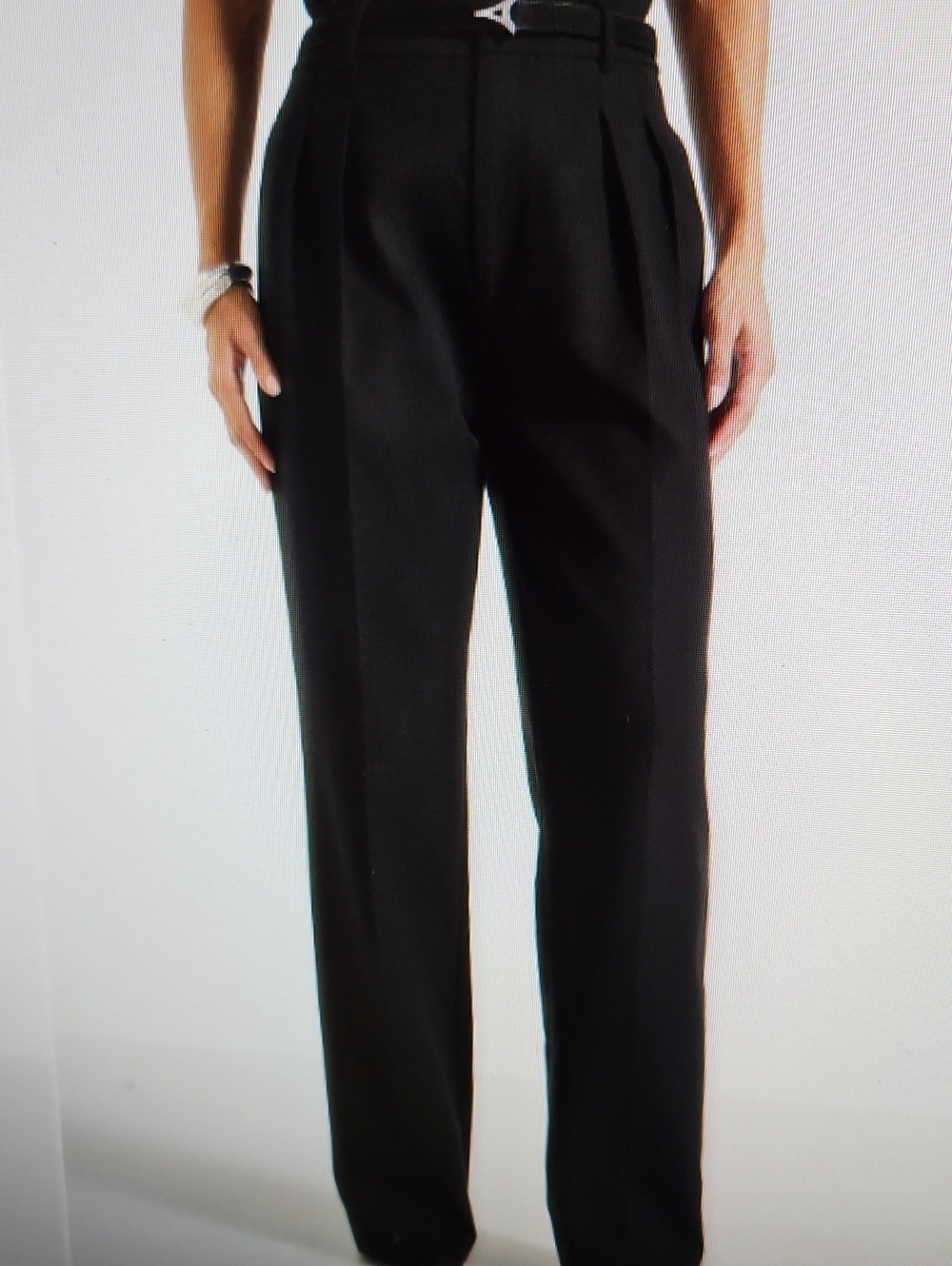 NWT BCBG MAXAZRIA Black Hight Waist Pleated & Belted Trousers. Sz L